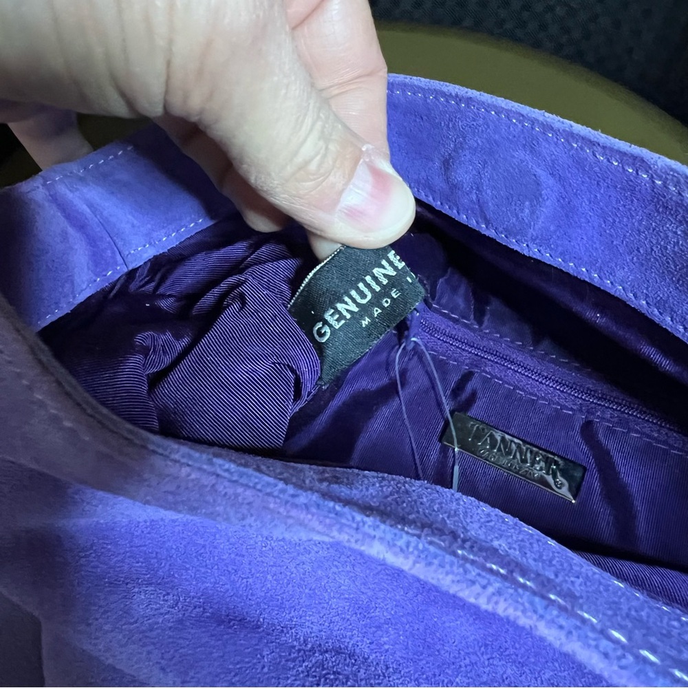 NWOT Lavender Suede Leather Clutch with Floral Accent | Italy - Picture 11 of 16